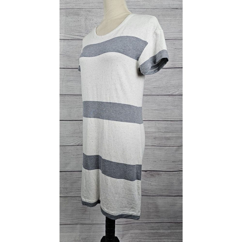 Lou & Grey Soft Striped Tee Shirt Dress Grey and Off White Size Small - Picture 6 of 8
